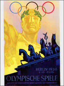 Плакатик с берлинских игр 36 года. Посмотрите на золотого дяденьку, у его кольцы аки рога получились. Красавец!